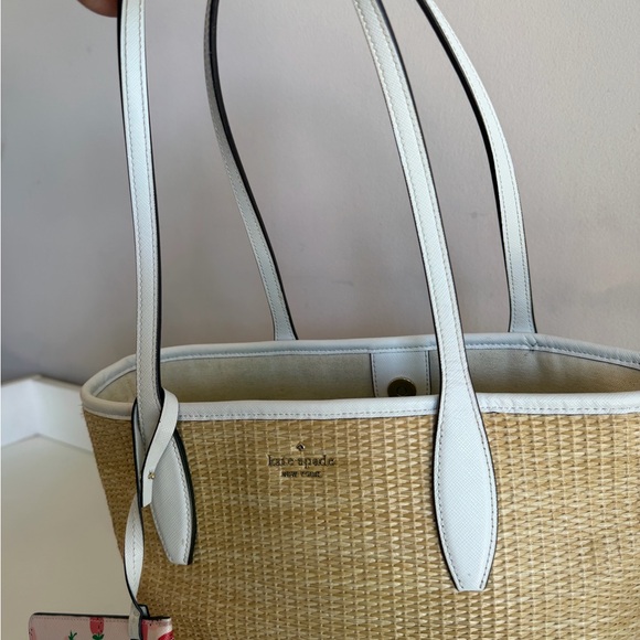 Kate Spade Straw Tote Bag with Strawberry Wristlet and Cosmetic Pouch Set - Picture 8 of 12